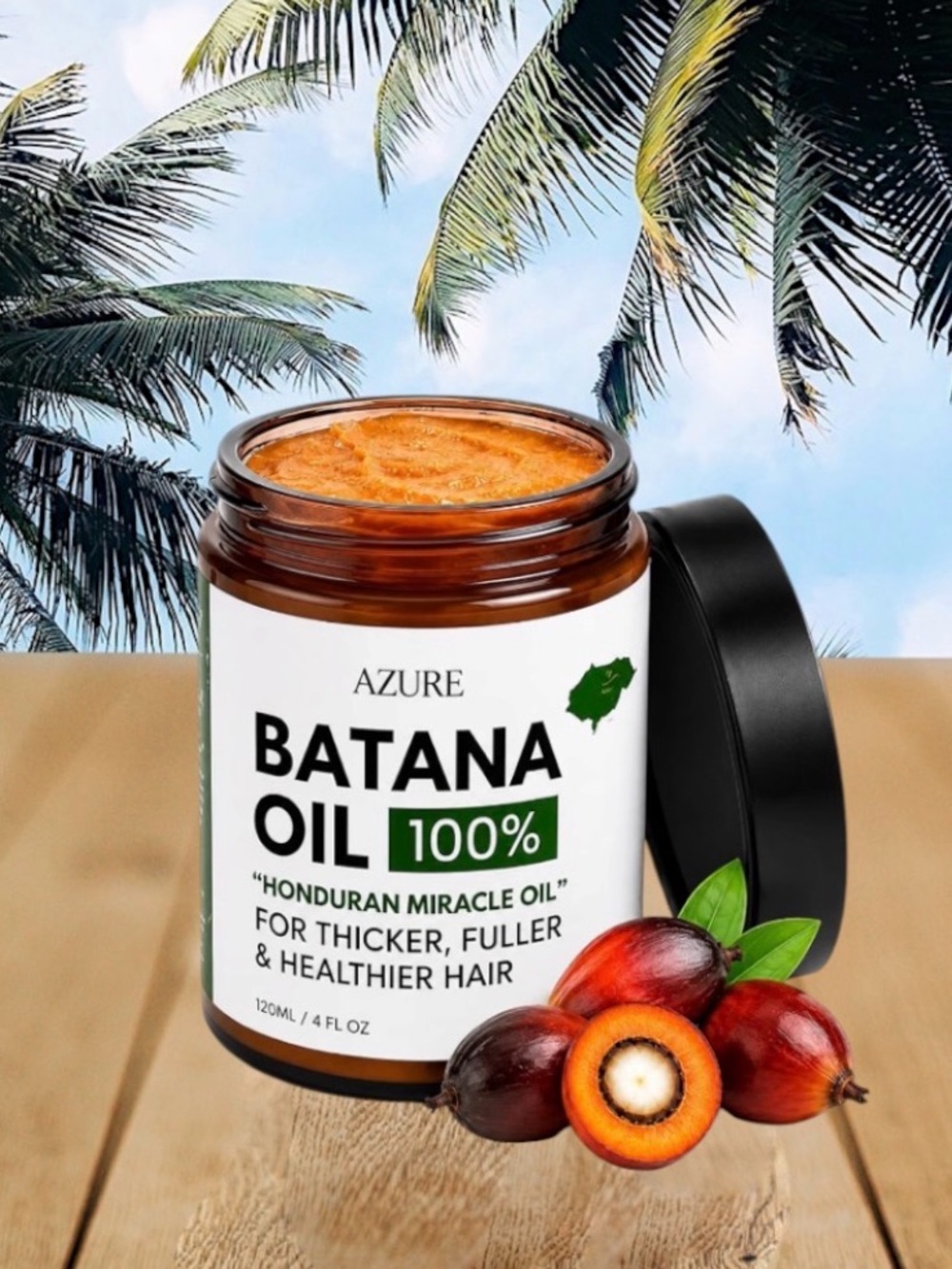 Azure Batana Oil 100% Honduran Miracle Oil for Thicker Hair -  4 Fl Oz ( 1 Pack)